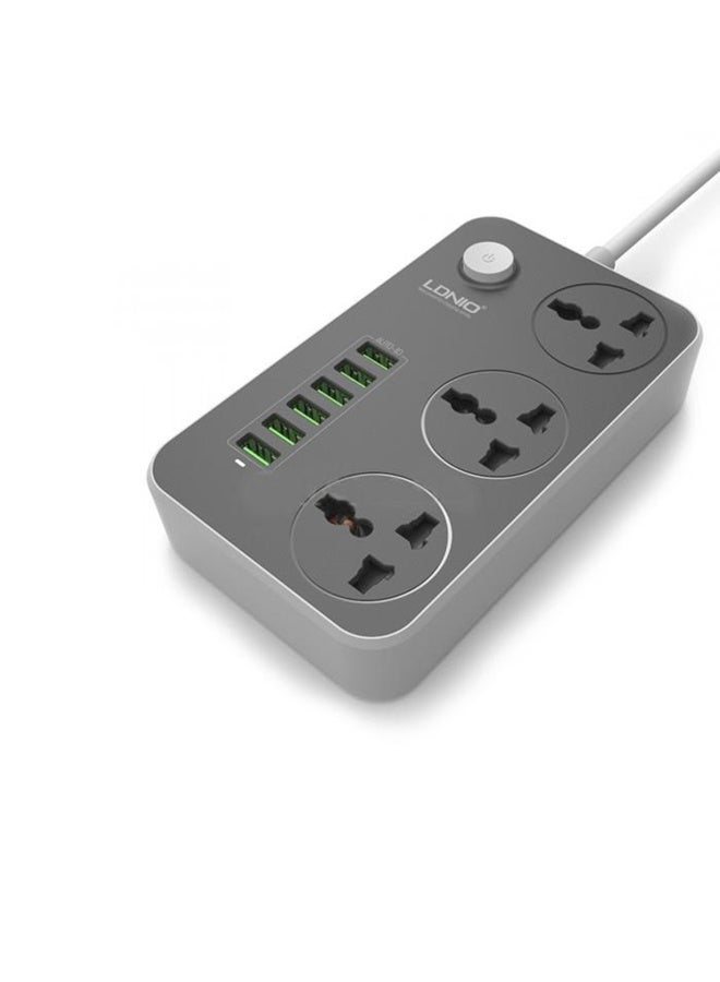 3-Socket Power Strip with 6 Ports – Surge Protected, High Voltage Charging Hub - Image 1