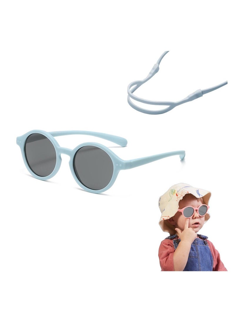 Baby Polarized Sunglasses with Strap Adjustable TPEE Flexible Frame, Infant UV400 Protection Sunglasses for Toddler Girls Boys Age 0-12 Months, Baby Glasses UV Protection (Blue) - Image 1