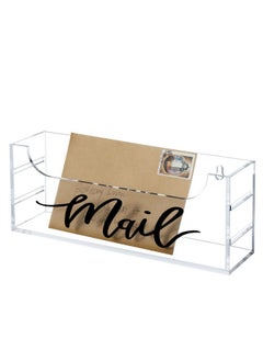 MyGift Premium Clear Acrylic Mail Holder With Decorative Black Cursive Mail Label Modern Wall Mounted Or Tabletop Mailbox Letter Storage Organizer Box  - Image 1