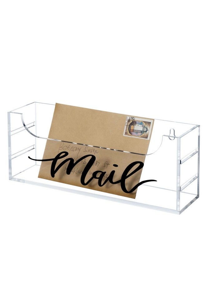 MyGift Premium Clear Acrylic Mail Holder With Decorative Black Cursive Mail Label Modern Wall Mounted Or Tabletop Mailbox Letter Storage Organizer Box - Image 1