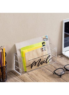 MyGift Premium Clear Acrylic Mail Holder With Decorative Black Cursive Mail Label Modern Wall Mounted Or Tabletop Mailbox Letter Storage Organizer Box  - Image 2