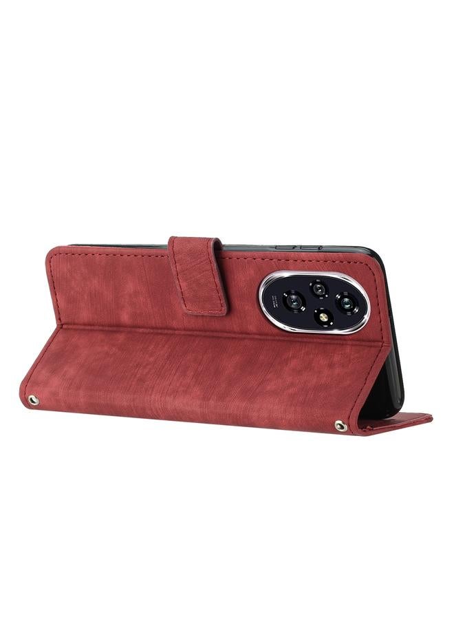 Zaboon Case For Honor 200 Skin Feel Stripe Pattern Leather Phone Case with Lanyard - Image 3