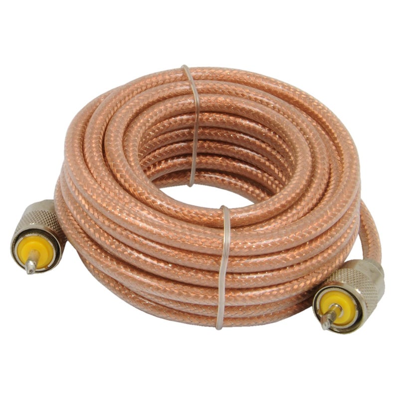RoadPro Roadpro RP-8X18CL 18FT CB Antenna Mini-8 Coax Cable with PL-259 Connector, Clear  - Image 1