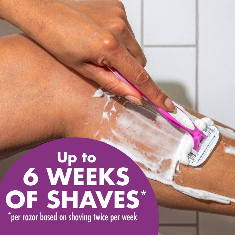 BIC Soleil 5 Sensitive Women's Disposable with 5 Blade Razors, 360-Degree Moisture Strips, Anti-Slip Grip, 2-Pack - Image 4