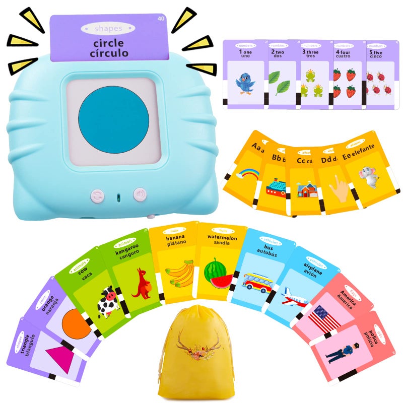 QuTZ ABC Learning Flash Cards for Toddlers 2-4 Bilingual Spanish English, Autism Toys, Speech Therapy Toys, Educational Learning Talking Sight Words Flash Cards for Boys and Girls, 275 Sight Words - Image 1