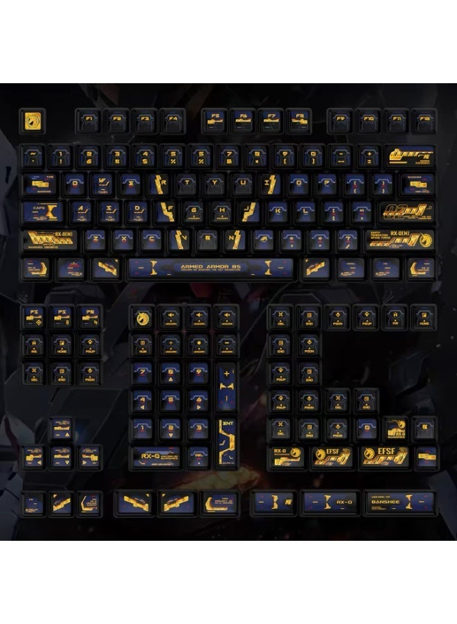 PIIFOX Banshee Gundam 144-key Keycaps Set PBT Translucent Dye Sublimation Custom Mechanical Keyboard Keycaps, RGB Compatible, Durable Gaming Keyboard Caps - Image 2