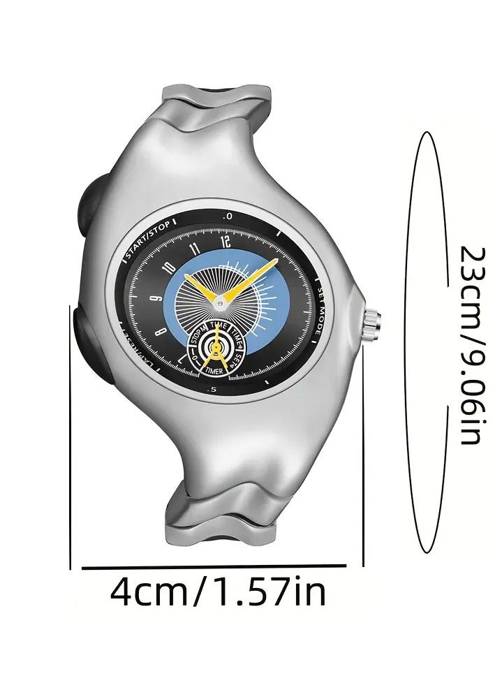 بينتايم ساعة يد أصلية فريدة الشكل من فترة الـ Y2K للرجال، ساعة غير ميكانيكية بتصميم عتيق ملتوي، ساعة كواتز رفيعة المستوى ونادرة. - Image 3