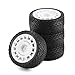 Chanmoo 110 RC Rally Car Tires On Road Tyres 12mm Hex Plastic Wheels Rims Compatible with 110 Scale Racing Car Tamiya TT01 TT02 XV01 TA06 PTG2 HPI KYOSHO HSP RC OnRoad Car 4PCS White - Image 2