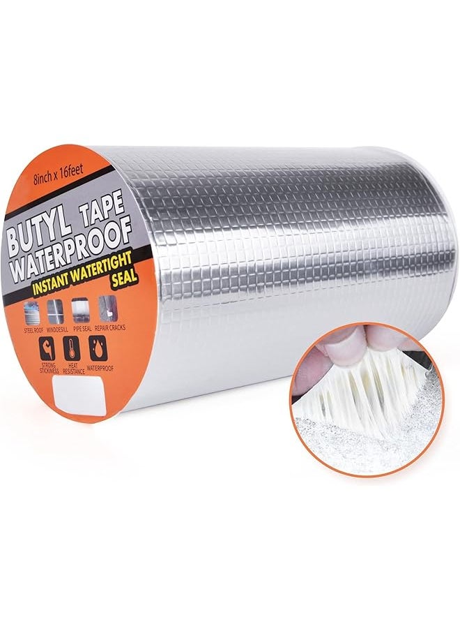 PROMASS - promass Butyl Tape Sealing Tape Aluminum Foil Tape Silver, for Window,RV Repair, Silicone, Glass & EDPM Roof Leak Patching, Pipe Sealing and Boat (Size : 20) - Image 1