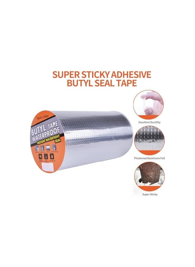 PROMASS - promass Butyl Tape Sealing Tape Aluminum Foil Tape Silver, for Window,RV Repair, Silicone, Glass & EDPM Roof Leak Patching, Pipe Sealing and Boat (Size : 20) - Image 1