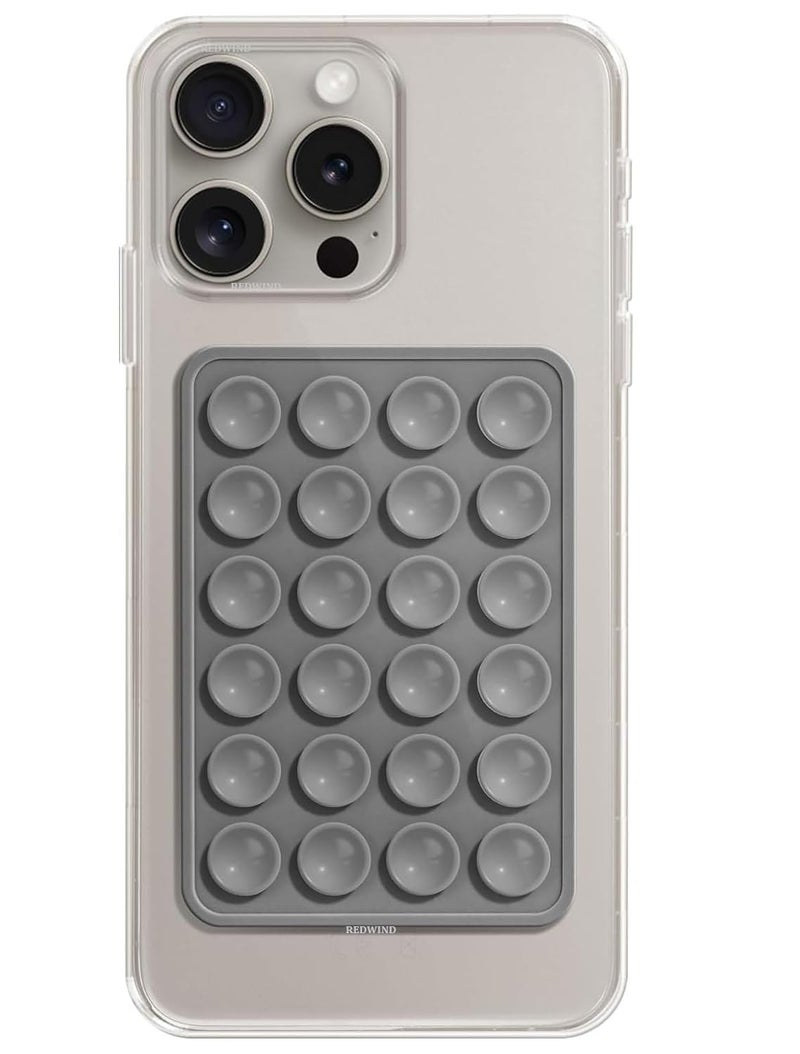 REDWIND Suction Phone Case, Phone Suction Sticker, Silicone Strong Grip Holder for Hands-Free iPhone & Android Mobile, Video Phone Accessory Compatible Mirror, Shower (Dark Grey- Pack of 1) - Image 1