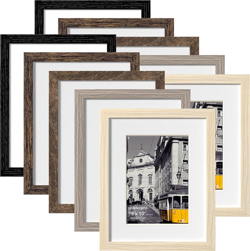 إليتيك برو مجموعة إطارات الصور 8x10 مكونة من 10 قطع، ديكور حائط كولاج لعرض الصور بحجم 5x7 مع حافة أو 8x10 بدون حافة، إطار معرض منزلي للتركيب على الطاولة أو الحائط، متعدد الألوان - Image 1