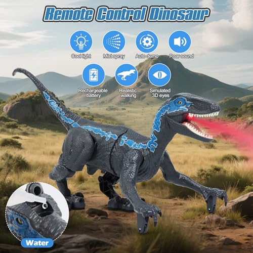 GIAT Remote Control Dinosaur Birthday Gift for Boys 6 7 8 9 10 11 12 Years Old Realistic Walking Dino Toy for Kids Ages 68 1012 Electronic Dinosaur with Light Roaring Spray - Image 5