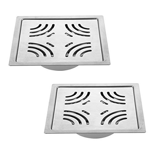 Ruhe® Emerald Floor Drain/Jali | 304 Grade Stainless Steel Emerald Floor Drain/Jali Square with Trap Set of 2 (6 x 6 inches) - Image 1
