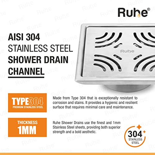 Ruhe® Emerald Floor Drain/Jali | 304 Grade Stainless Steel Emerald Floor Drain/Jali Square with Trap Set of 2 (6 x 6 inches) - Image 4