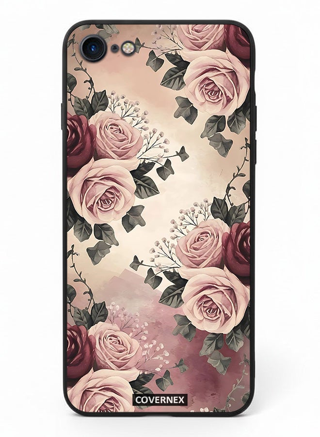 Covernex Apple iPhone 8 Protective Case Cover Printed Featuring Vintage Victorian Rose Bouquet - Image 2