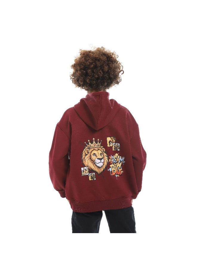 سيزار هودي  أولادي ميلتون شتوي مزود بطباعات علي الصدر والضهر - Image 3