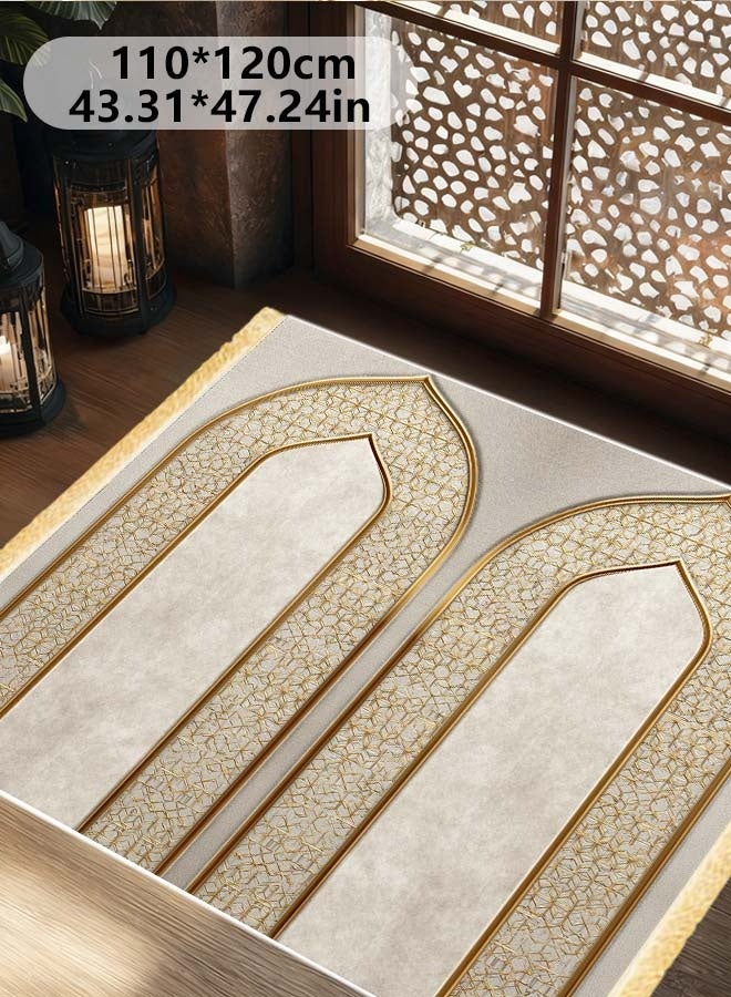 Premium Velvet Cotton Felt Multi-Person Prayer Mat - Extra Thick Islamic Sajada for Family & Group Prayer - Image 5