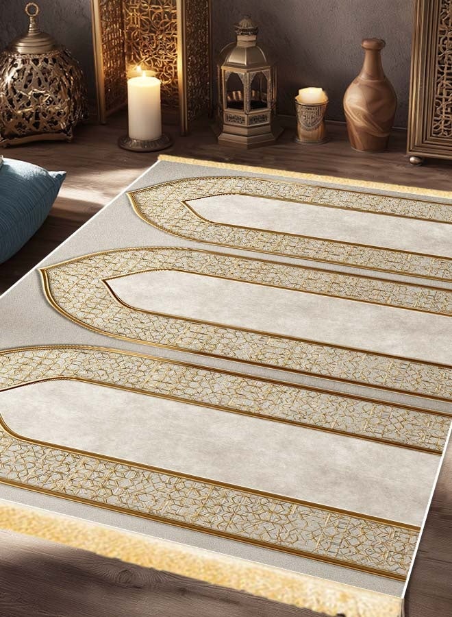 Premium Velvet Cotton Felt Multi-Person Prayer Mat - Extra Thick Islamic Sajada for Family & Group Prayer - Image 1