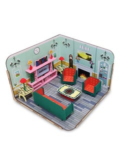 Webby Webby DIY Paint Your Pre-Assembled Living Room Furniture Wooden Dollhouse Kit for Kids  - Image 1