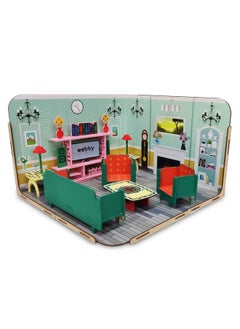 Webby Webby DIY Paint Your Pre-Assembled Living Room Furniture Wooden Dollhouse Kit for Kids  - Image 3