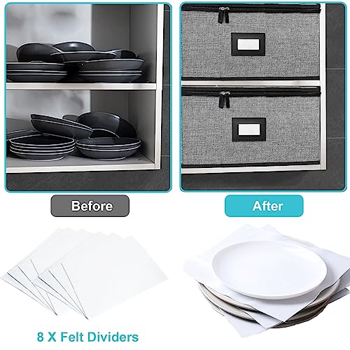ouruer Quilted Platter Storage Case-Fine China Storage Containers Hard Shell for Organizing,Stackable Plate Storage Containers with 4 Felt Dividers,dinnerware Storage,Moving Box,Moving Supplies - Image 5