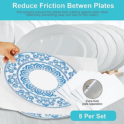 ouruer Quilted Platter Storage Case-Fine China Storage Containers Hard Shell for Organizing,Stackable Plate Storage Containers with 4 Felt Dividers,dinnerware Storage,Moving Box,Moving Supplies - Image 3