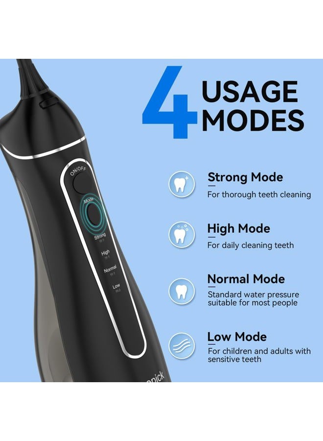 Goopick Water Flosser, 300ML Large Tank IPX7 Waterproof, 4 Modes Cordless Portable Oral Irrigator, Rechargeable Dental Water Pick with 5 Jet Tips for Braces Care Home Travel - Image 2