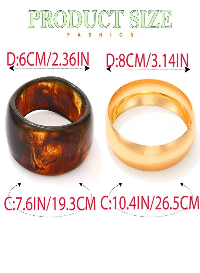 ACEDRE Chunky Resin Bangle Bracelet Set Gold Round Acrylic Wide Wristbands Statement 2PCS Jewelry for Women - Image 4