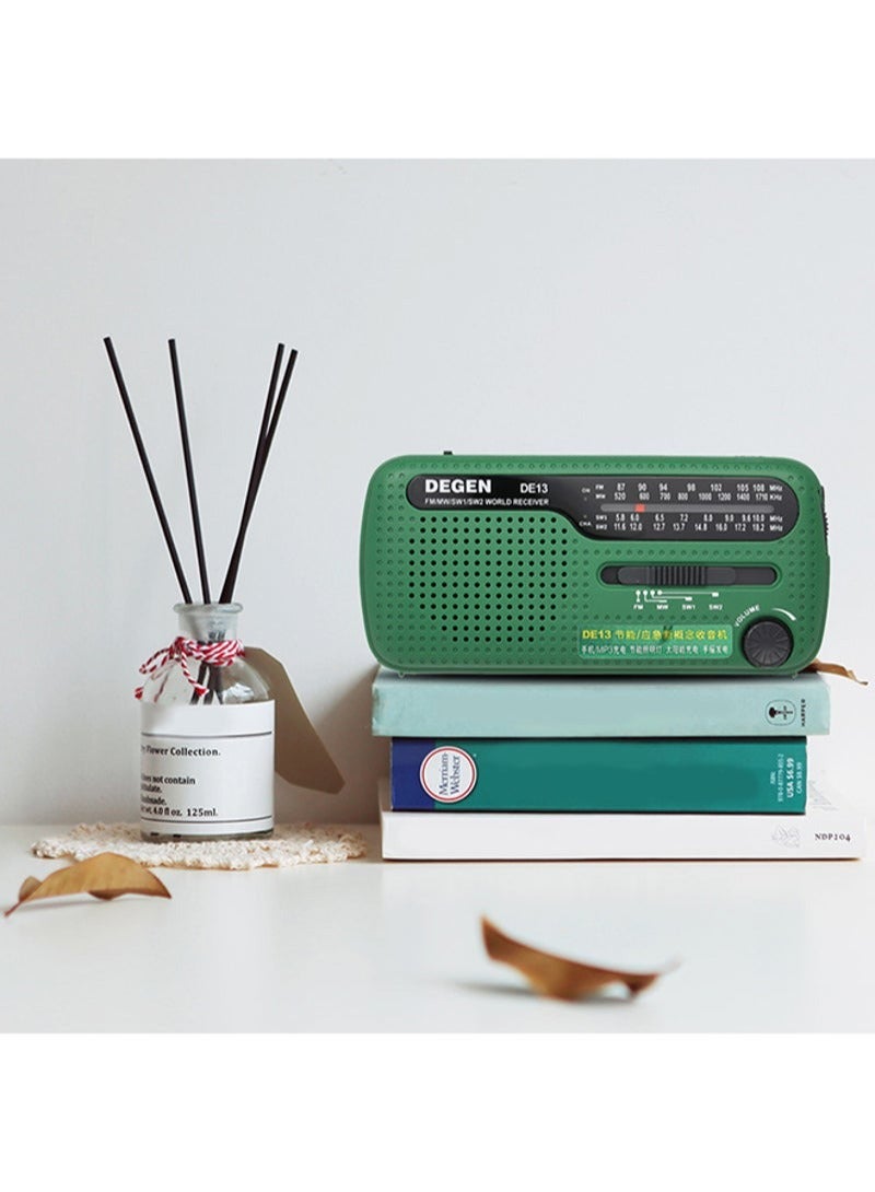 Solar Power FM Radio With Flashlight V431 Green/Black - Image 5