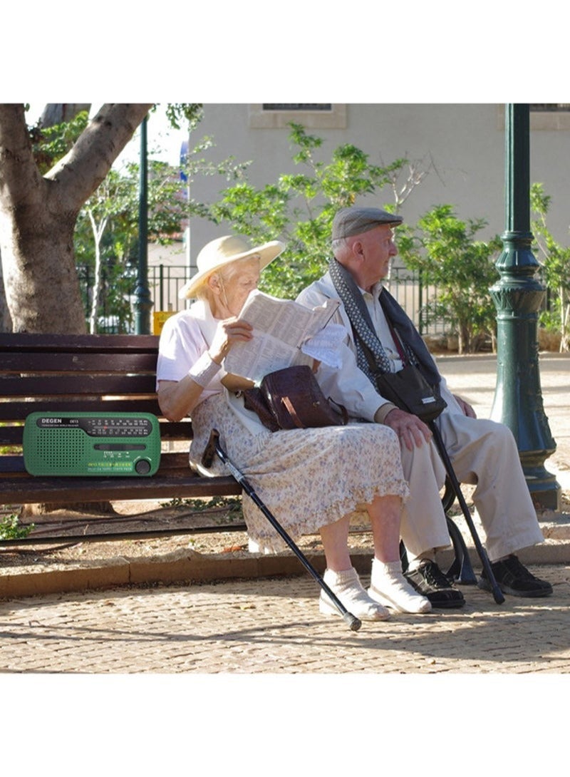 Solar Power FM Radio With Flashlight V431 Green/Black - Image 4