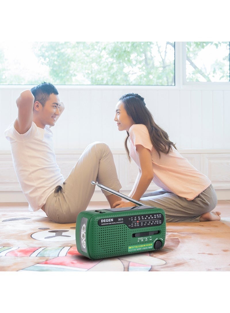 Solar Power FM Radio With Flashlight V431 Green/Black - Image 3
