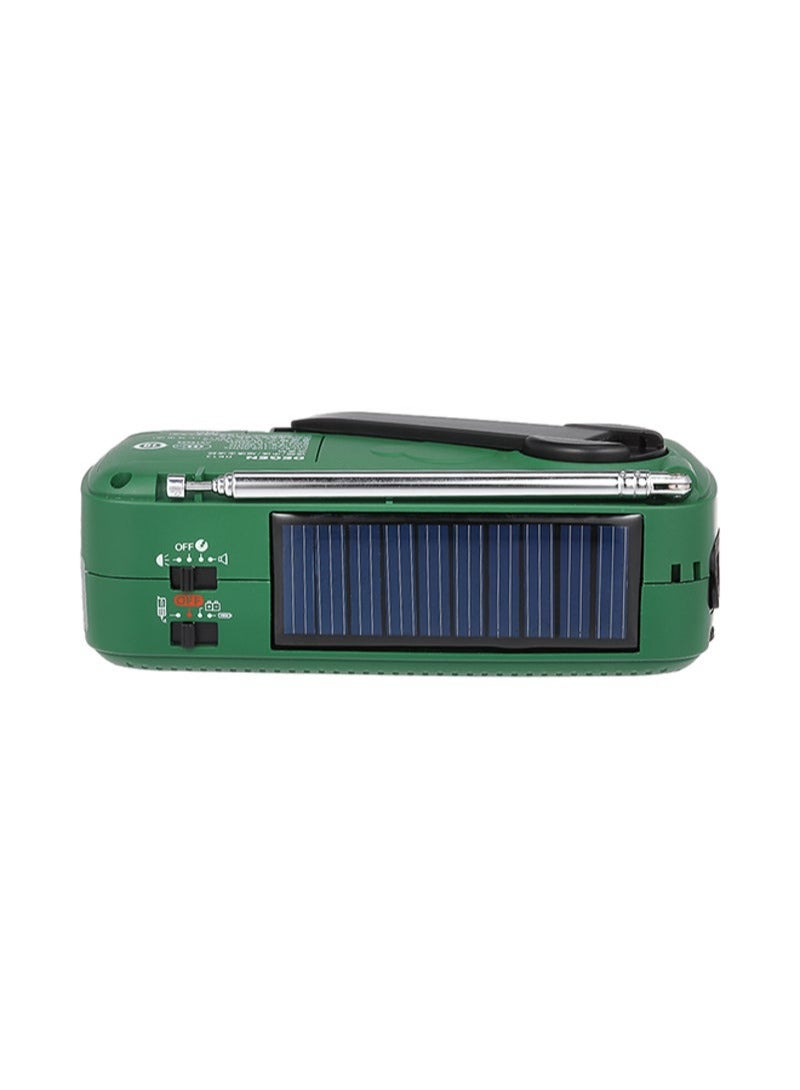 Solar Power FM Radio With Flashlight V431 Green/Black - Image 2