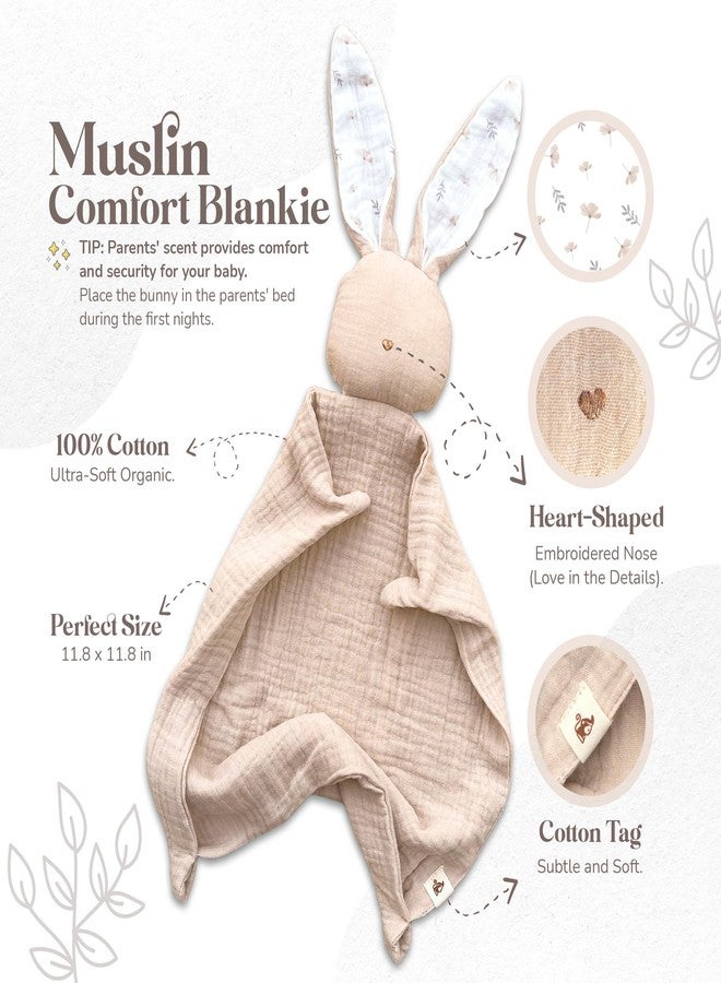 Mikito Organic Cotton Newborn Gift Box, Unisex Baby Gift Set incl. Muslin Lovey Comforter + Bandana Bib + Wooden Teether + Birth Announcement Sign - Image 3