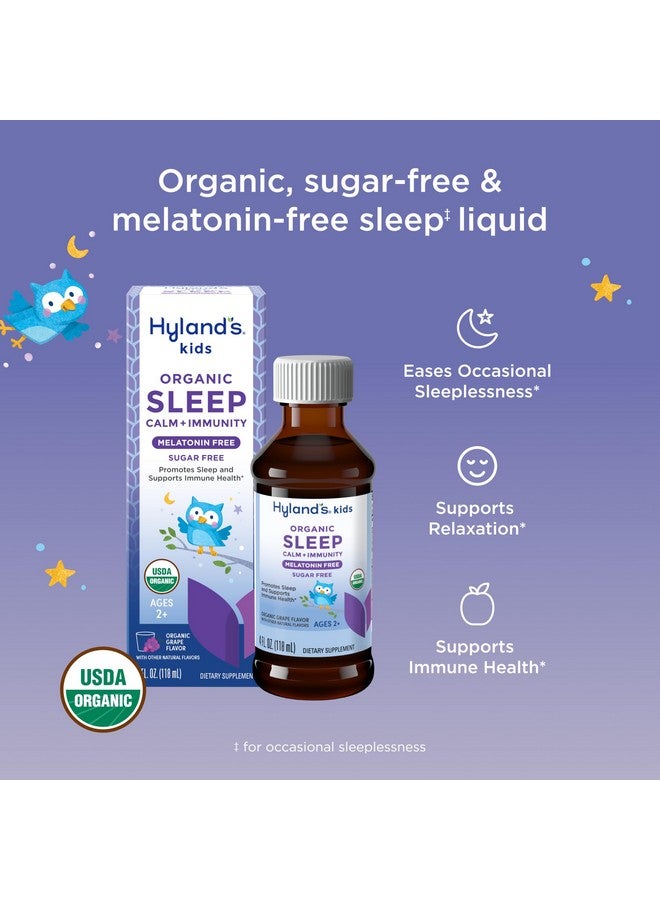 Hyland's Kids - Melatonin-Free Organic Sleep Calm + Immunity Liquid, Sugar-Free, Promotes Sleep & Supports Immune Health, Ages 2+, Grape Flavor, 4 Fl. Oz. - Image 2