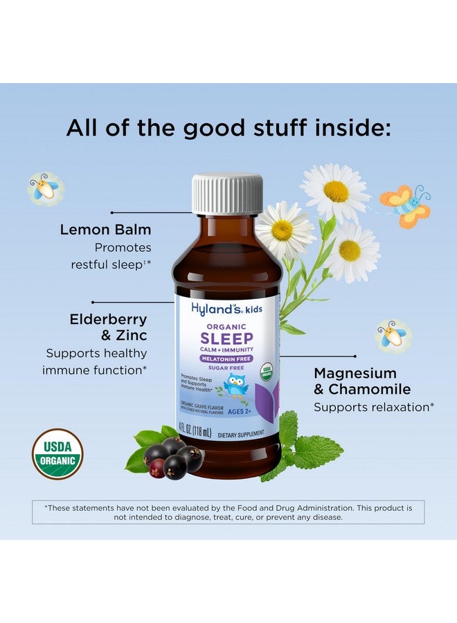 Hyland's Kids - Melatonin-Free Organic Sleep Calm + Immunity Liquid, Sugar-Free, Promotes Sleep & Supports Immune Health, Ages 2+, Grape Flavor, 4 Fl. Oz. - Image 3