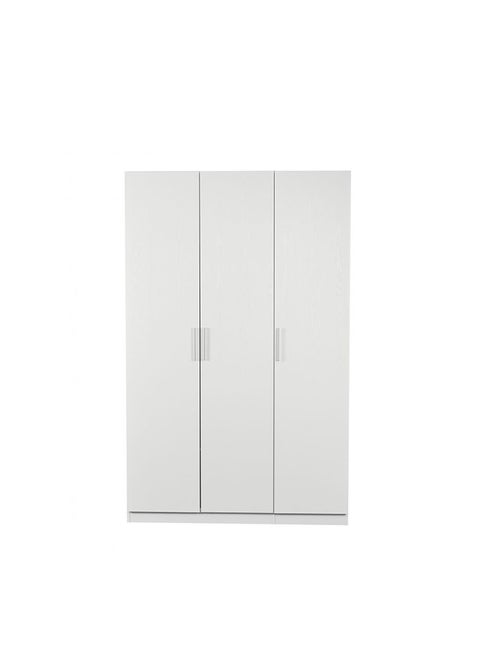 Thomas 3 Door Wardrobe With Mirror Inside Extra Sturdy Closet, Clothes Storage Cupboard Modern Design Space Saving Cabinet For Bedroom L 136.6 x W 59.5 x H 216 cm White