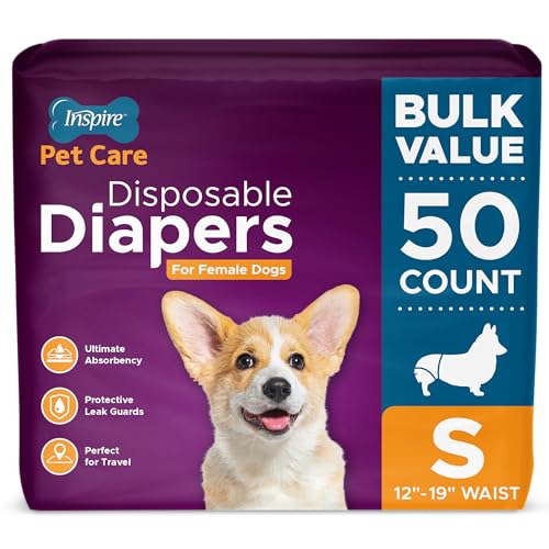 Inspire Pet Care Dog Diapers Female Dogs Bulk Value Doggie Incontinence Accidents for Heat Pee or Period and Housebreaking Small 50 Count - Image 1