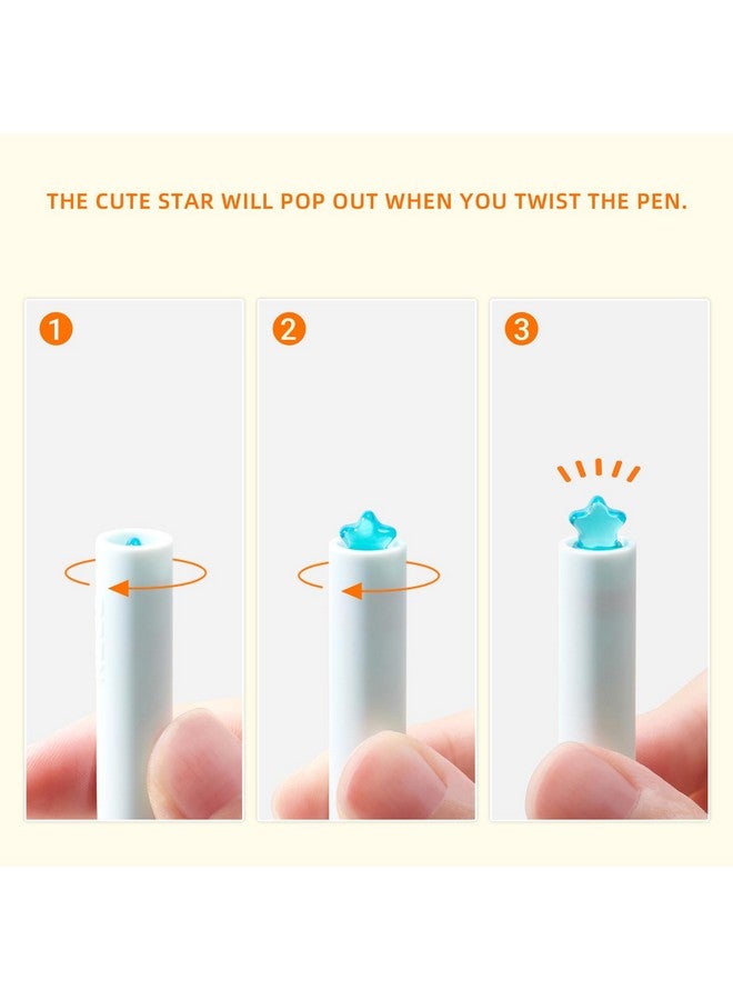 Kaco FIRST Gel Pens Cute Stationery Black Ink 2 Pieces with Extra 4 Refills, 0.5 mm Fine Point, Aesthetic Cute Star Pens for Journaling - Image 2