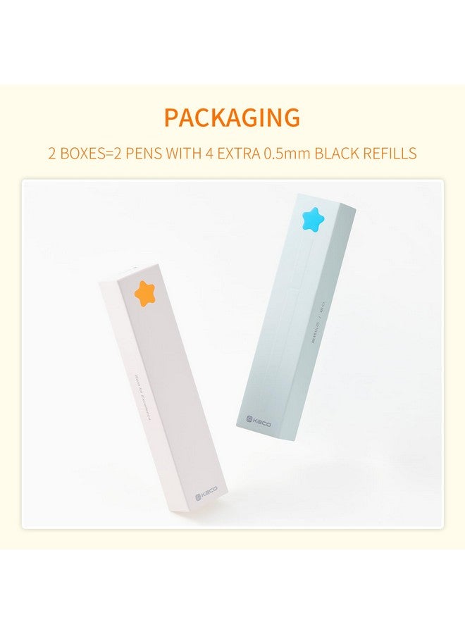 Kaco FIRST Gel Pens Cute Stationery Black Ink 2 Pieces with Extra 4 Refills, 0.5 mm Fine Point, Aesthetic Cute Star Pens for Journaling - Image 3