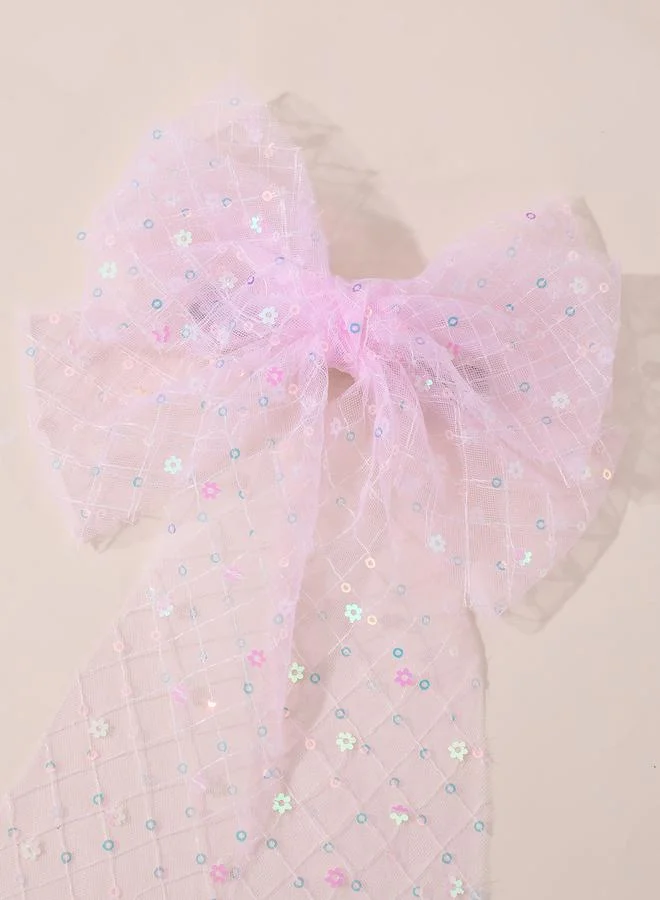 تايك تو Girls Pink Sequin Bow Hair Clip