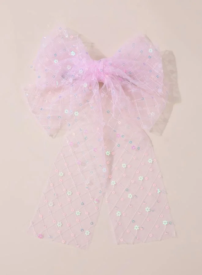 تايك تو Girls Pink Sequin Bow Hair Clip