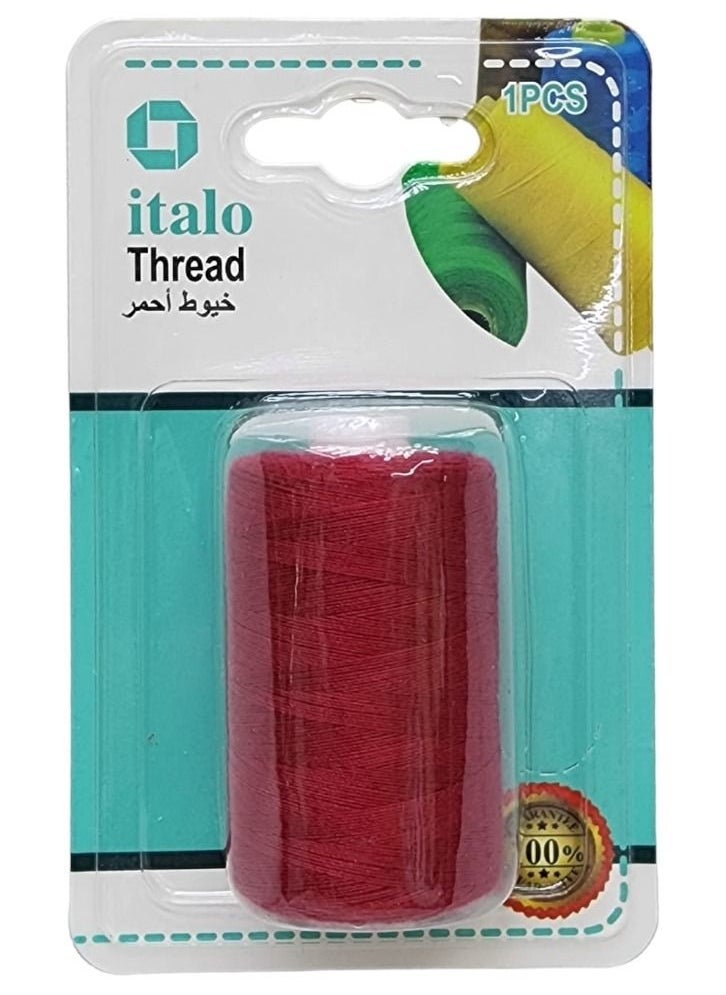 ITALO 500-Meter Spun Polyester Sewing Thread For General Sewing And Repair General Purpose Red Colour  - Image 1