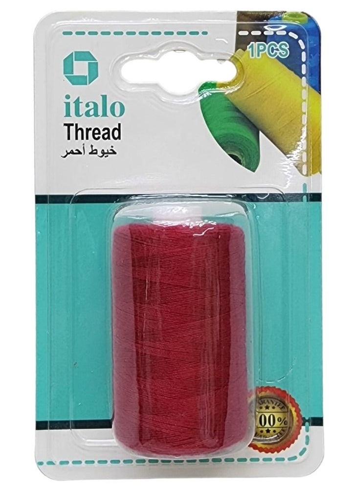 ITALO 500-Meter Spun Polyester Sewing Thread For General Sewing And Repair General Purpose Red Colour  - Image 2