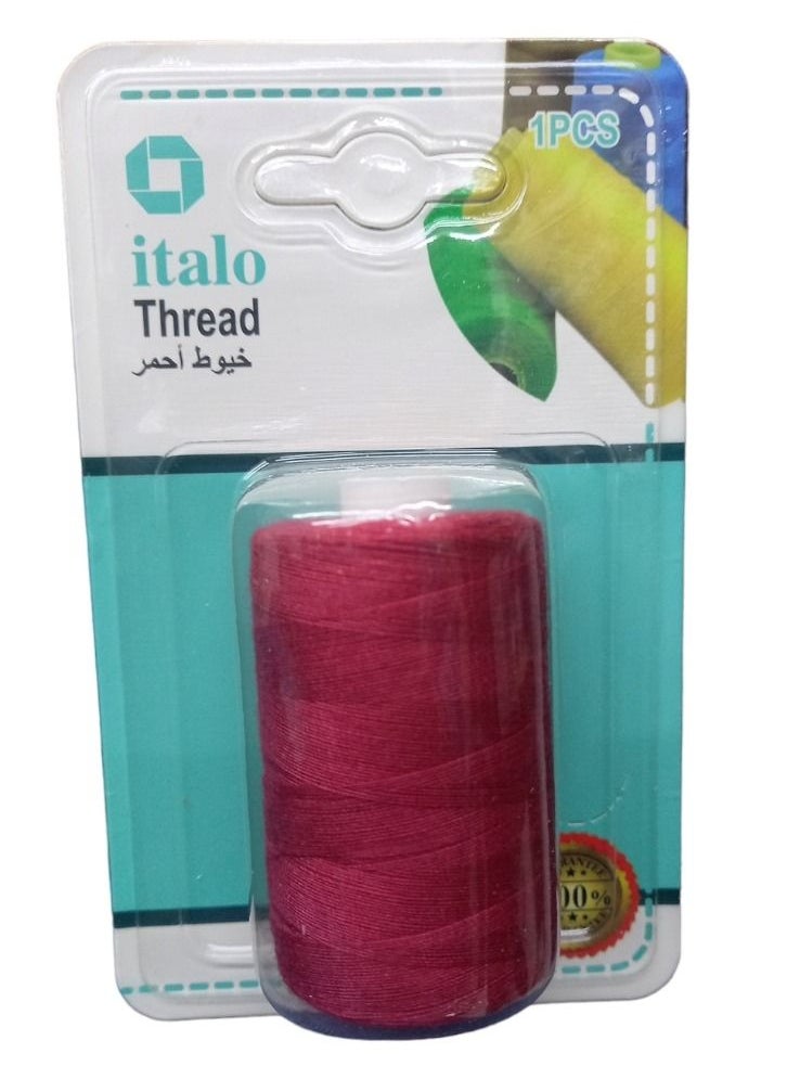 ITALO 500-Meter Spun Polyester Sewing Thread For General Sewing And Repair General Purpose Red Colour  - Image 3