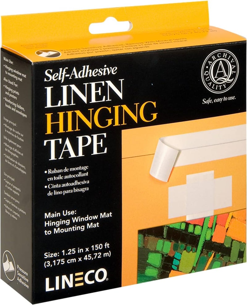 Lineco Self-Adhesive Hinging Tape Roll - Acid-Free Linen Fabric, 1.25 inches x 150 Feet, White - Image 2