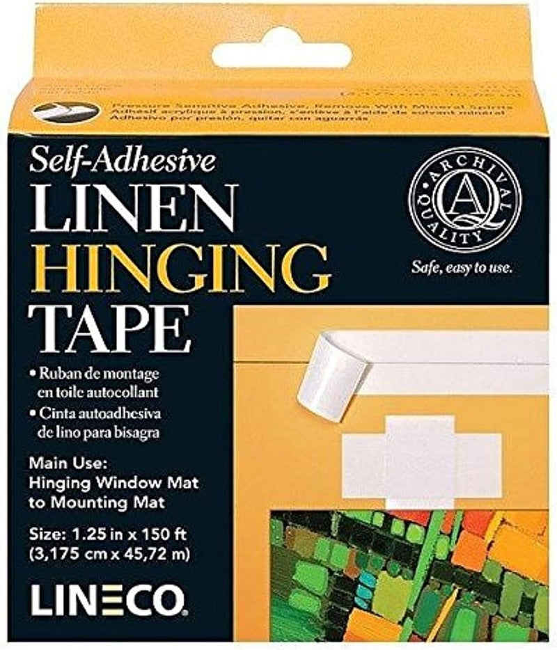 Lineco Self-Adhesive Hinging Tape Roll - Acid-Free Linen Fabric, 1.25 inches x 150 Feet, White - Image 1