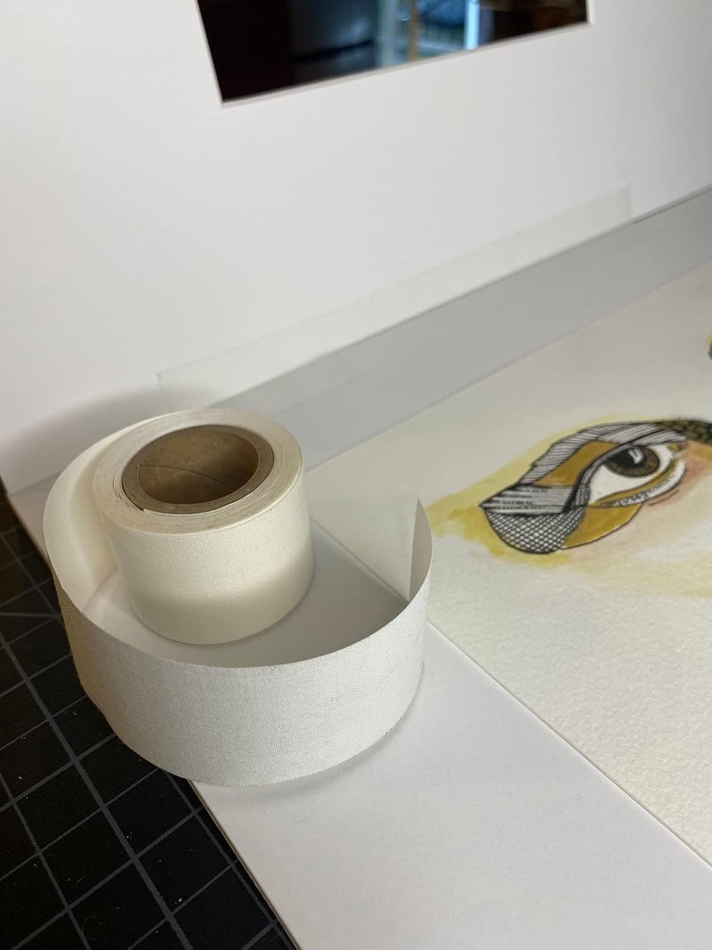 Lineco Self-Adhesive Hinging Tape Roll - Acid-Free Linen Fabric, 1.25 inches x 150 Feet, White - Image 4