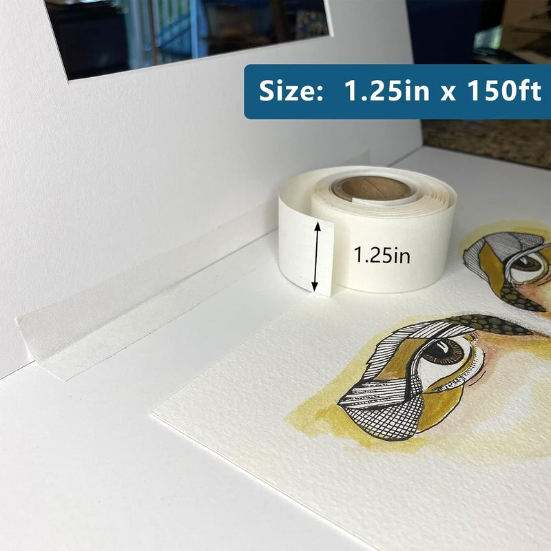 Lineco Self-Adhesive Hinging Tape Roll - Acid-Free Linen Fabric, 1.25 inches x 150 Feet, White - Image 3