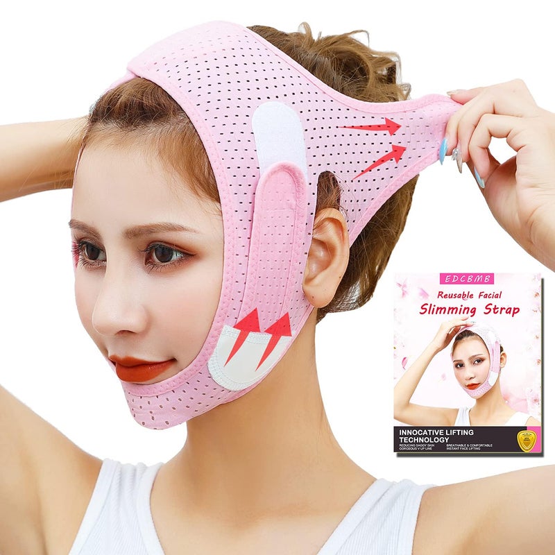 EDCBMB EDCBMB Double Chin Reducer Face Slimming Strap Chin strap for sleeping Jaw Exerciser V Shaped Mask Eliminator Remover Tape Belt for women Anti Wrinkle Face Mask Lifting Bandage for Shaggy Skin 